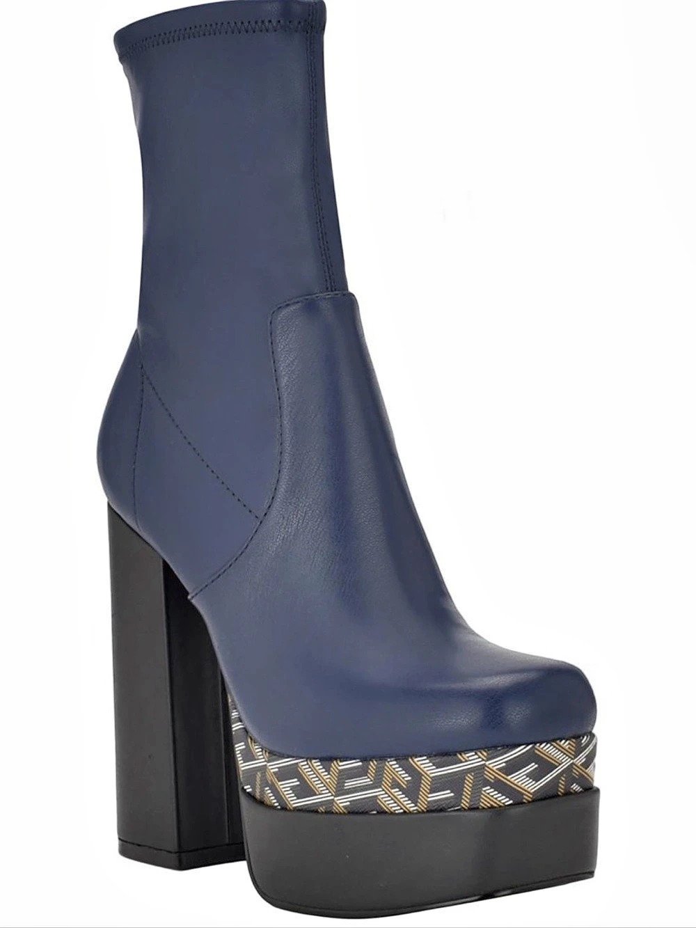 GUESS NWT Caballa Platform Block Heel Bootie Blue & Black